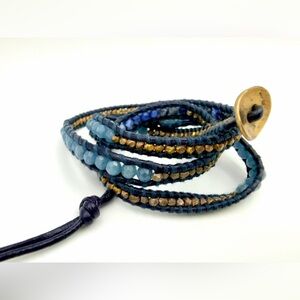 Chan Luu Multicolor Gemstone Leather Wrap Bracelet